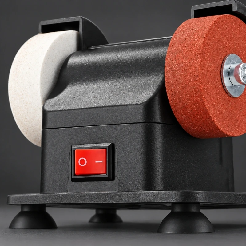 Double Wheel Electric Sharpener and Polisher with 100# Coarse and 120# Fine for Deburring, Sharpening, Corrosion M4YD