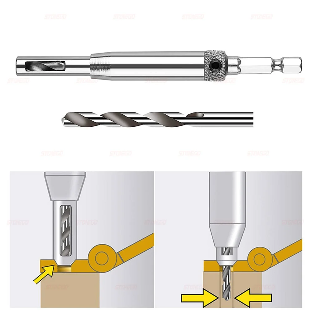 STONEGO 4/7/16PCS Core Drill Bit Set Hole Puncher Hinge Tapper for Doors Self Centering Woodworking Power Tools