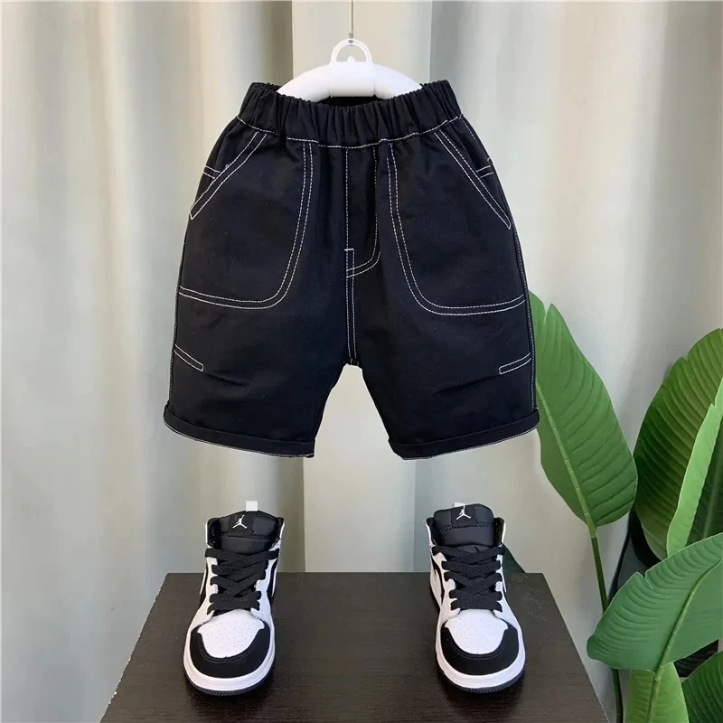 1-9Y Boys Shorts 2023 New Baby Summer 5/4 Pants Children's Thin Cotton Cool Fashion Casual Pants