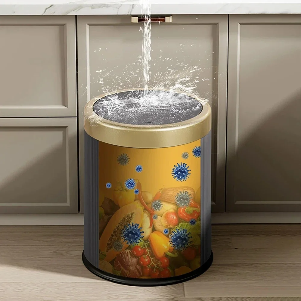 Light Luxury Wastbasket Press Trash Can With Lid For Office Living Room Bathroom Round Garbage Can With Removable Inner Bucket