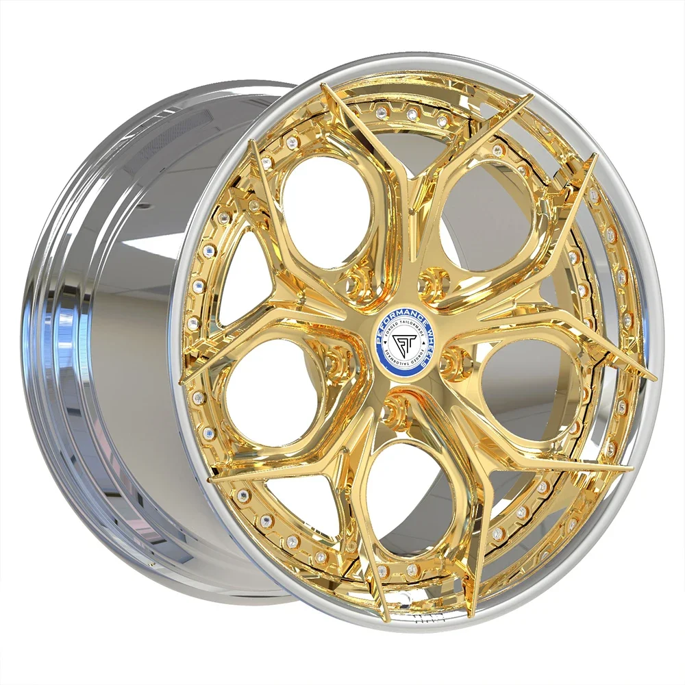 

Factory custom white chrome lip chrome gold center 2 piece 20 inch forged wheels 5 holes for Porsche 911