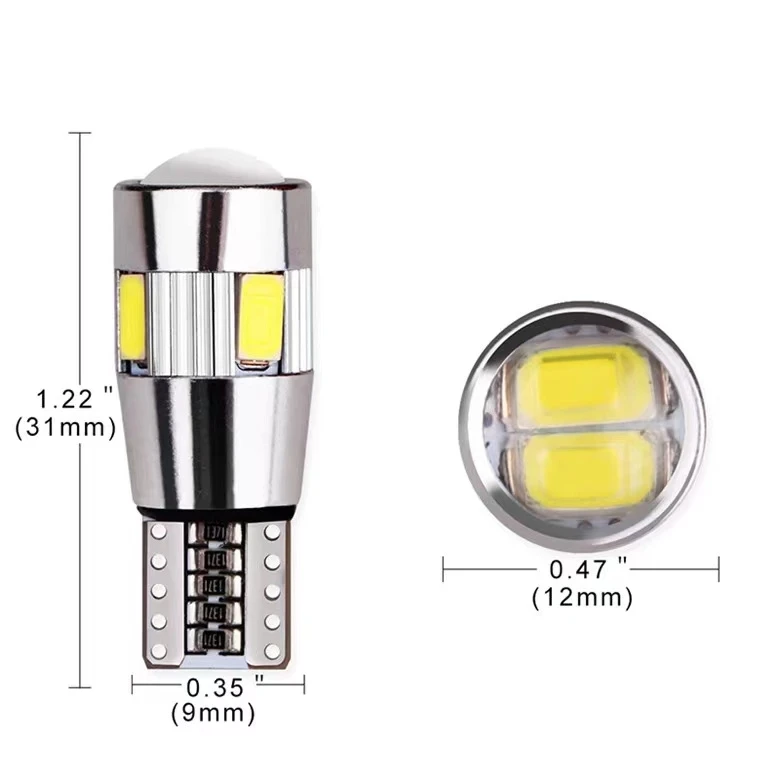 2x Car 5W5 LED Bulb T10 W5W LED Signal Light Canbus 12V 6000K Auto Claerance Wedge Side Reverse Lamps 5630 6SMD Blue No error