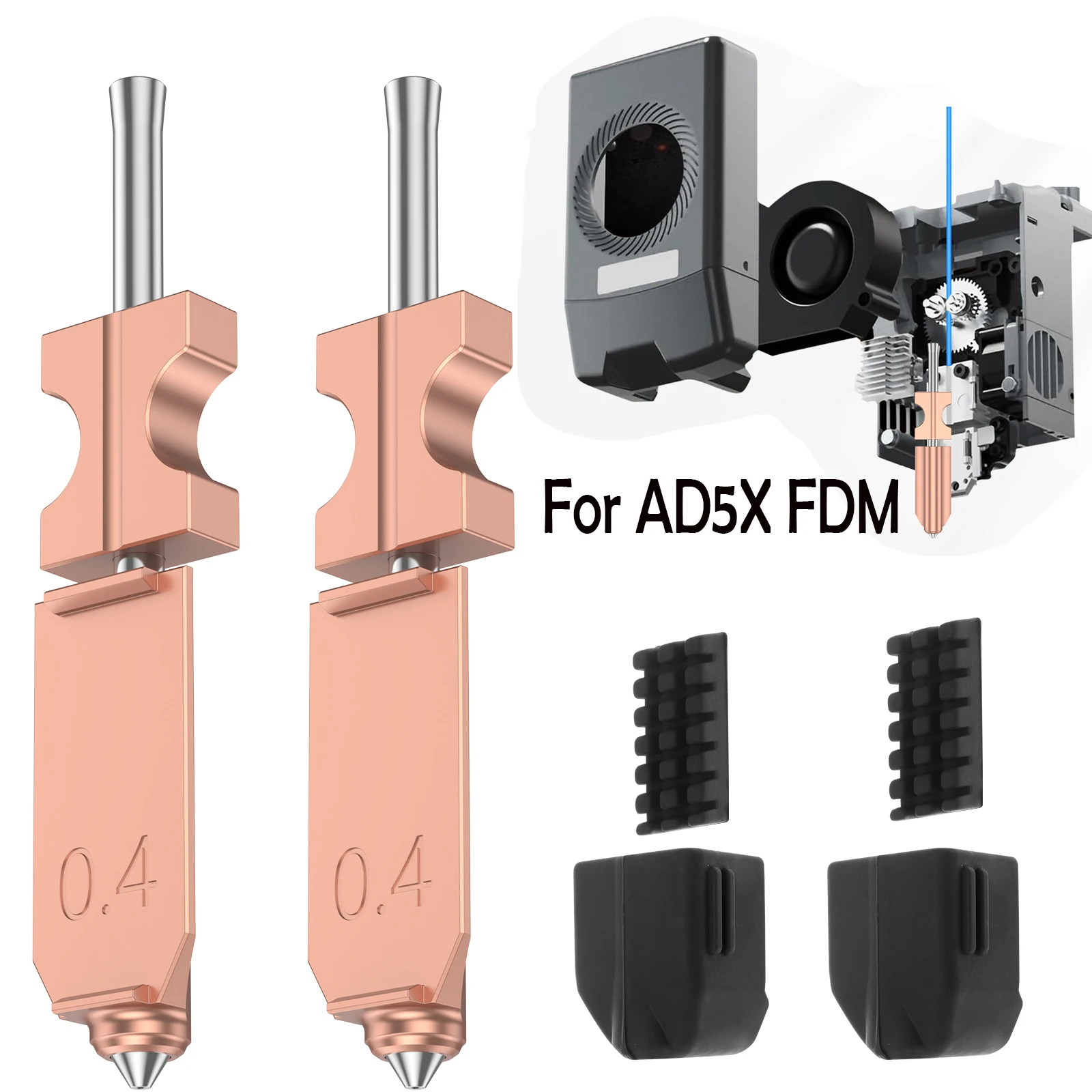 

0.4mm Hotend Nozzles For AD5X 3D Printer Assembled Extruder Kits Metal Hot End/Printhead Replacement with Detachable Nozzle