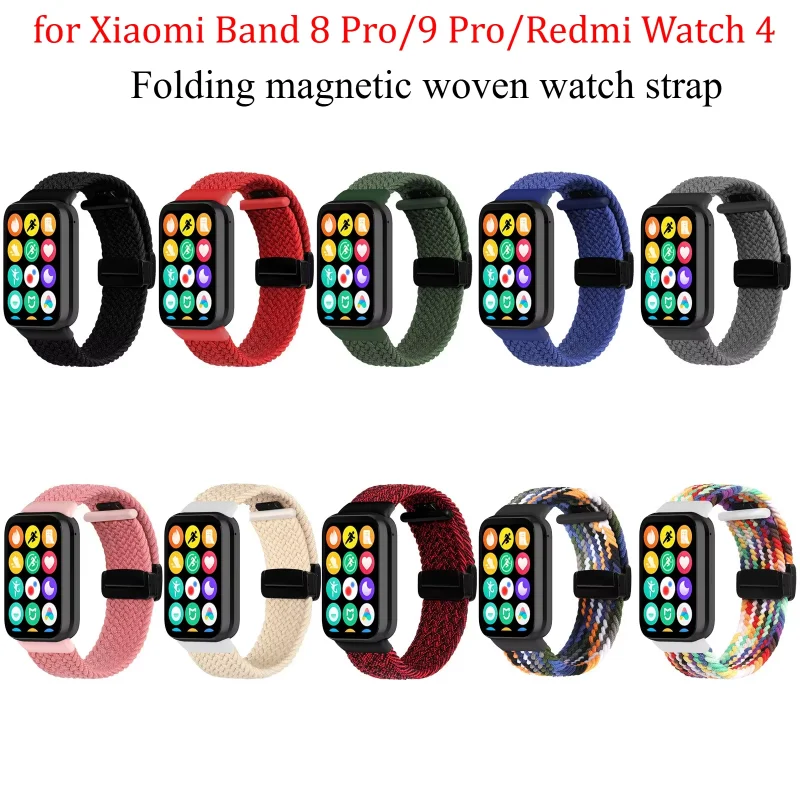 Nylon Braided Magnetic Strap for Xiaomi Band 8-9 Pro Sports Breathable Adjustable Wristband Redmi Watch 6 5 4 Band Accessories