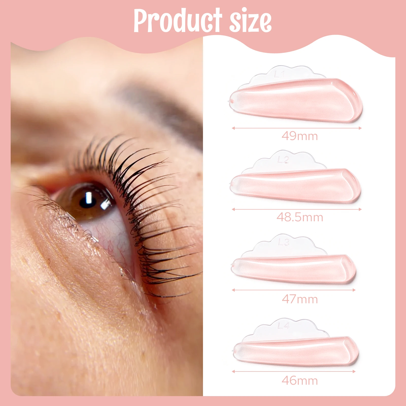 Lomansa Neu 4 Paar V-Curl Klebefreie Wimpern-Lifting-Pads Wimpernstäbchen Schutzschilde 3D Wimpernformer Zubehör Make-up-Tool – Detail 3