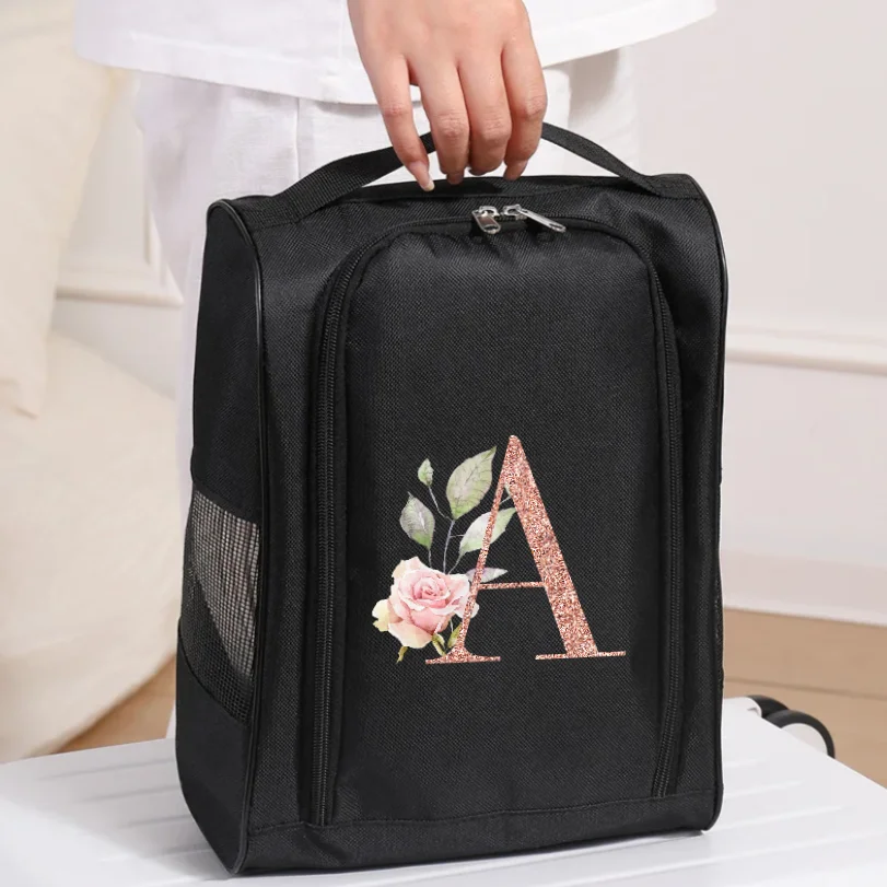 Letter-Printed Golf Shoe Bag, Oxford Cloth Shoe Storage Bag, Breathable and Lightweight Tote Bag, Soccer and Tennis Shoe Bag