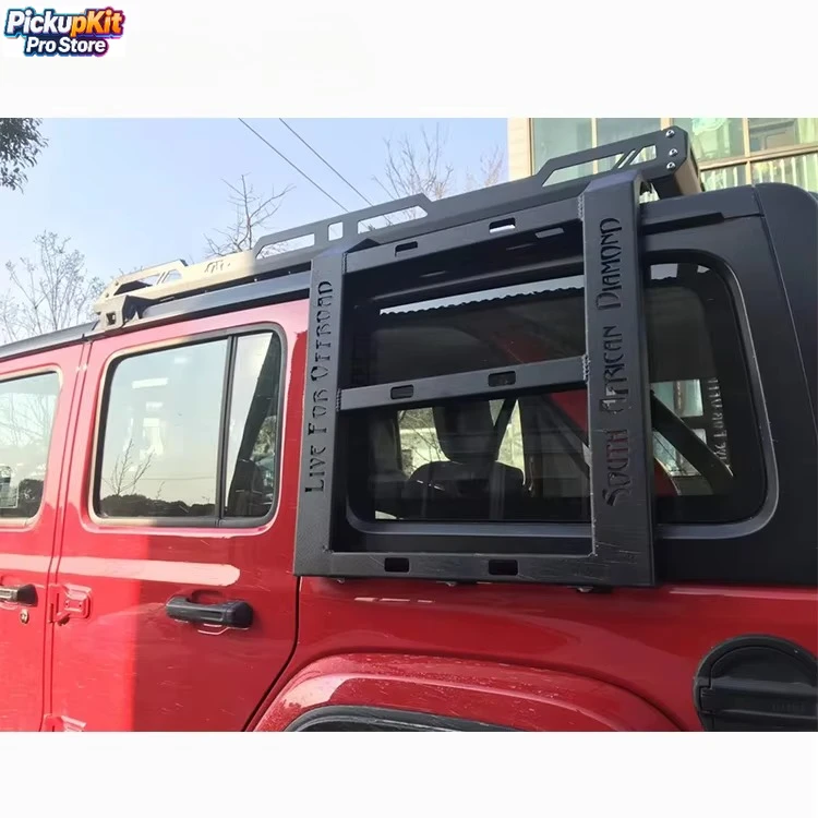 

Wrangler JK & JL 2-Door/4-Door Roof Rack JP16 Aluminum Cargo Carrier with 2 Side Ladders