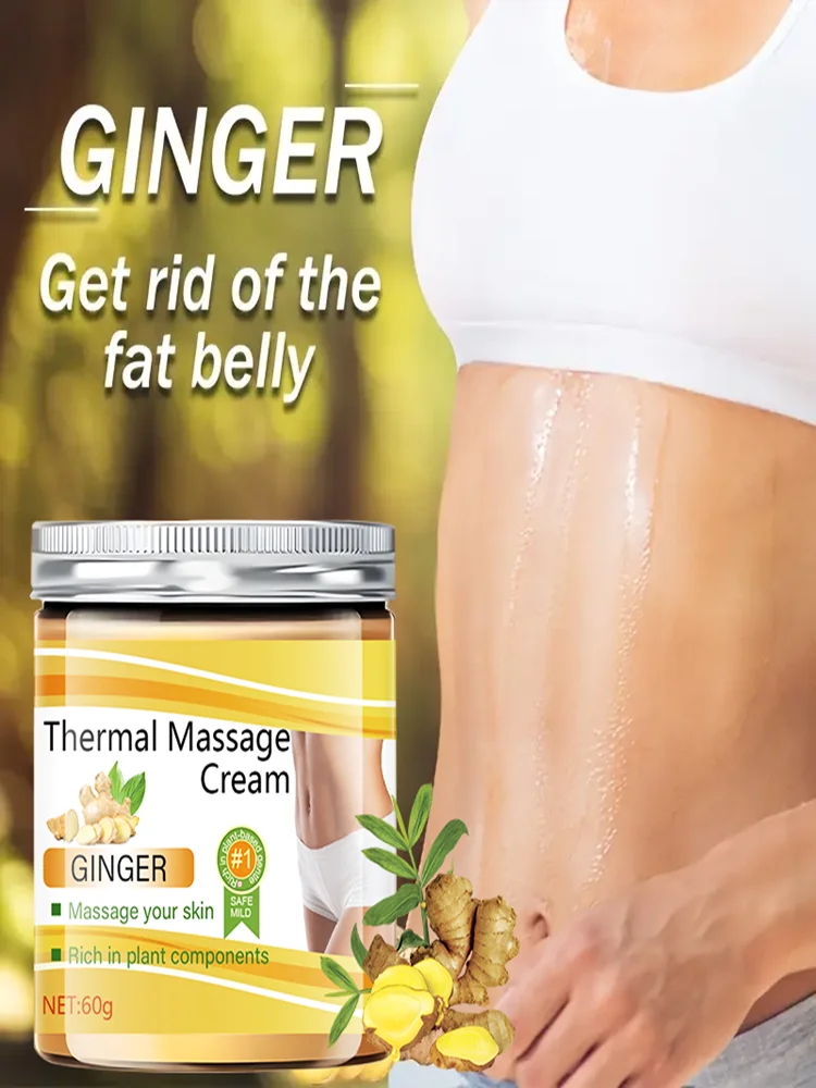 Crème hydratante pour le corps au gingembre 60 g – Convient à la crème de massage pour le corps, qui peut également assorti à la peau au même temps, la texture de la crème est légère et non grasse