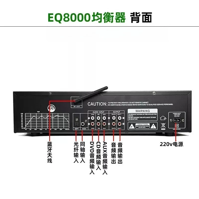 220V Pro EQ Equalizer Bluetooth 5.4 Digital Audio Processor DAC Fiber/Coaxial Decoder USB HiFi Preamplifier