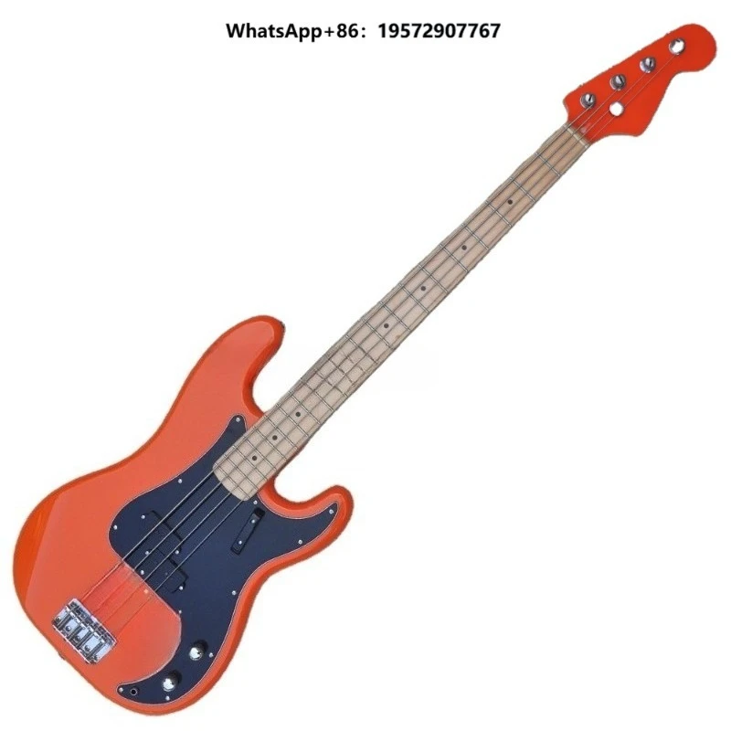 Factory Orange Electric Bass Guitar 4 Strings Bass Custom Made