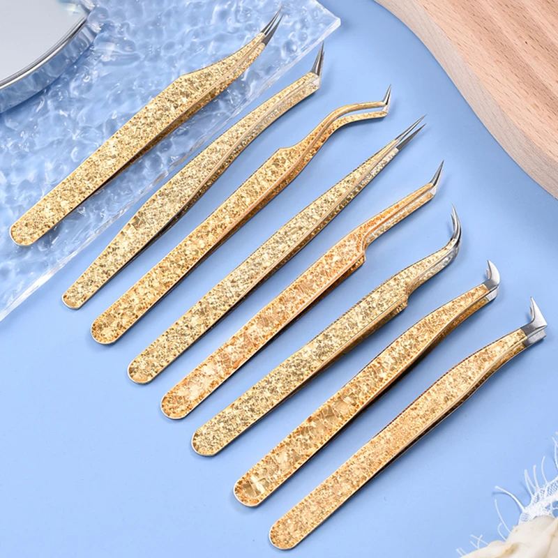 

8 Pcs Eyelash Tweezers Anti-static Non-magnetic Professional Pincet 3D Eyelash Extension Tweezer 100% Closure Makeup Tool