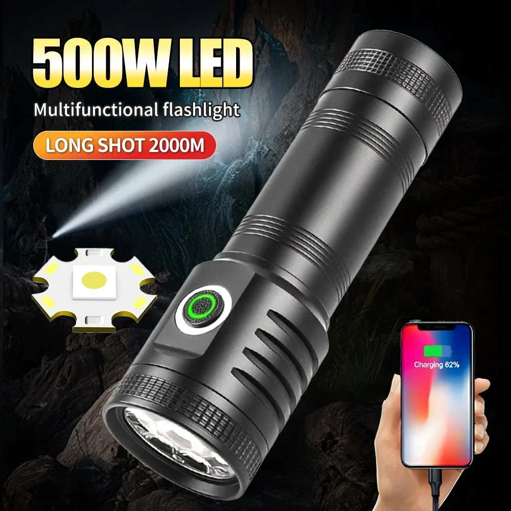 

Super Bright 500W Long Range Powerful LED 2000 Meters trong Light Lamp Outdoor Portable Lantern Waterproof