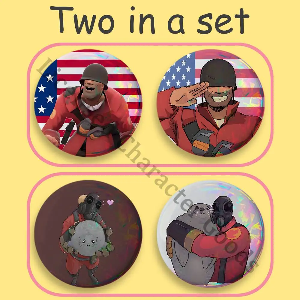 Spy Scout Pyro T-TF2 2-piece set Badges Anime Merchandise Cosplay Nijigen Otaku Culture Large 75 58 44 32 25 mm Mini
