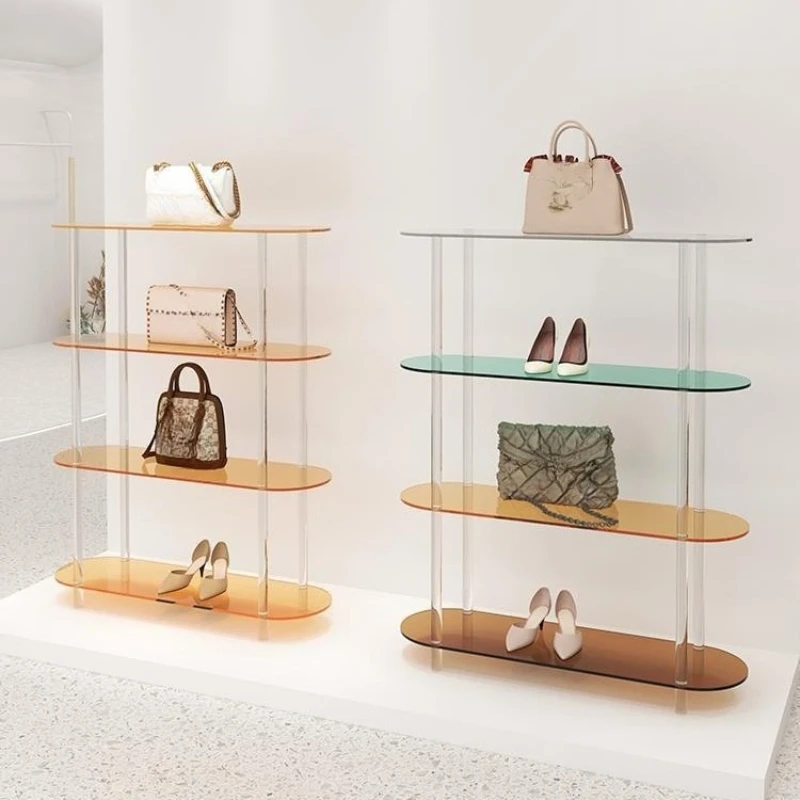 

Transparent bag figure rack, living room storage display rack, multi-layer floor decorative cabinet