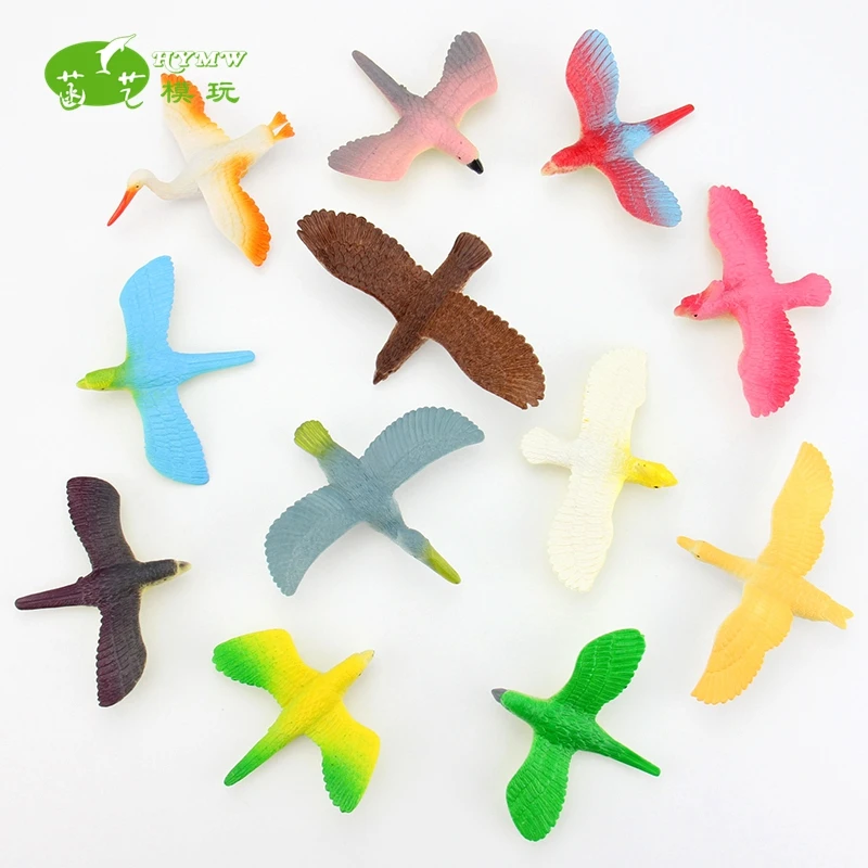 Mini Co-friendly Plastic Simulation Dove Swallow Crane Swan Falcon Cormorant Eagle Parrot Bird Model Toy 12pcs/lot