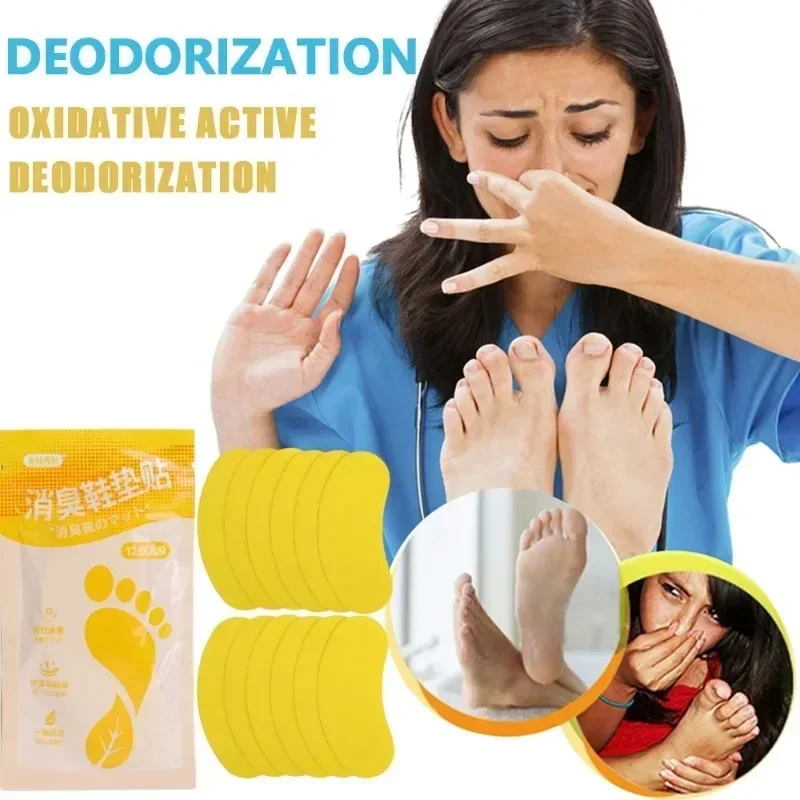 12/90pcs Invisible Lemon Deodorant Shoes Stickers Women Men Foot Care Deodorant Paddings Athlete's Foot Soothing Insole Patch