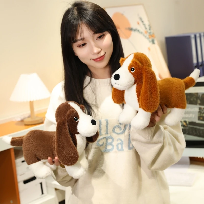 

35cm Adorable Dachshund Plush Toy Soft Lifelike Standing Cartoon Dog Funny Room/Desktop Decor Kid Gift