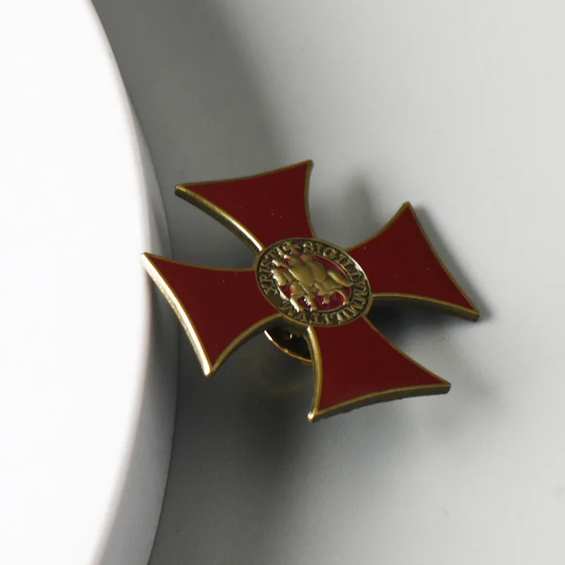 Knights Templar Badge Red Cross Enamel Pin Brooch for Jewelry Accessory