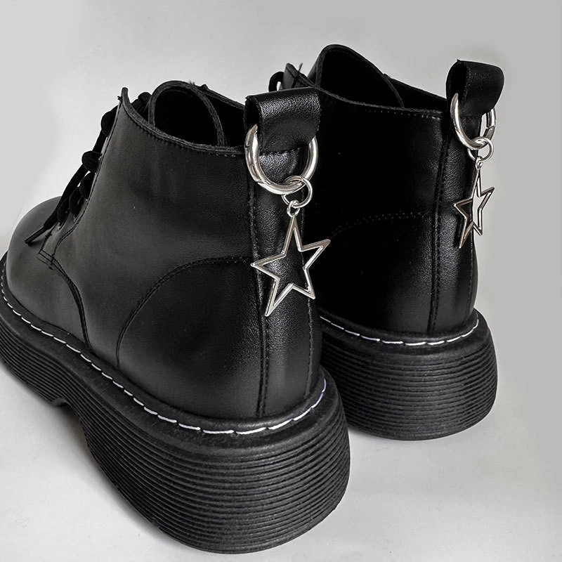 Metal Hollow Pentagonal Star Boot Buckle Sweet Cool Star Cross Love Pendant Boots Shoe Accessories 1pcs