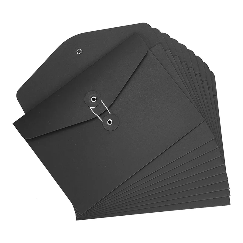 

10Pcs Kraft String Envelope File Folders A5 Letter Size Document Organizer For Office School