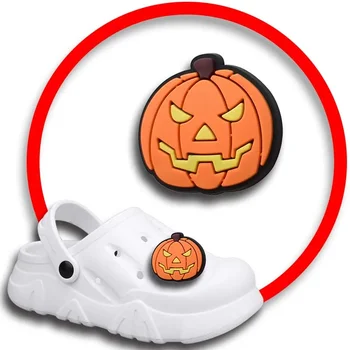 여성용 할로윈 호박 신발 참, 크록스 샌들, 나막신 핀, 신발 장식 액세서리, 남성 배지, 어린이 신발 액세서리 