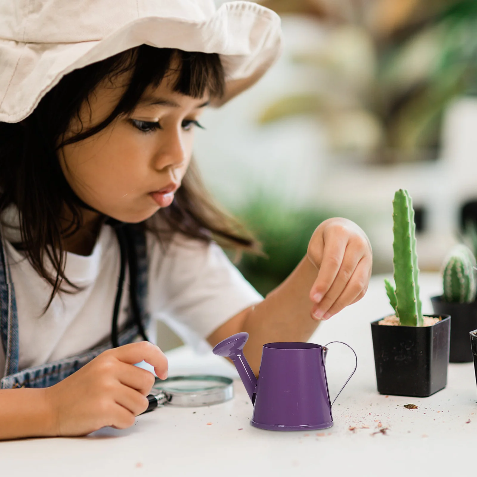 

4pcs Mini Watering Can Metal Iron Portable Garden Kettle For Kids Indoor Outdoor Plants Small Flower Pot Teaching Tool