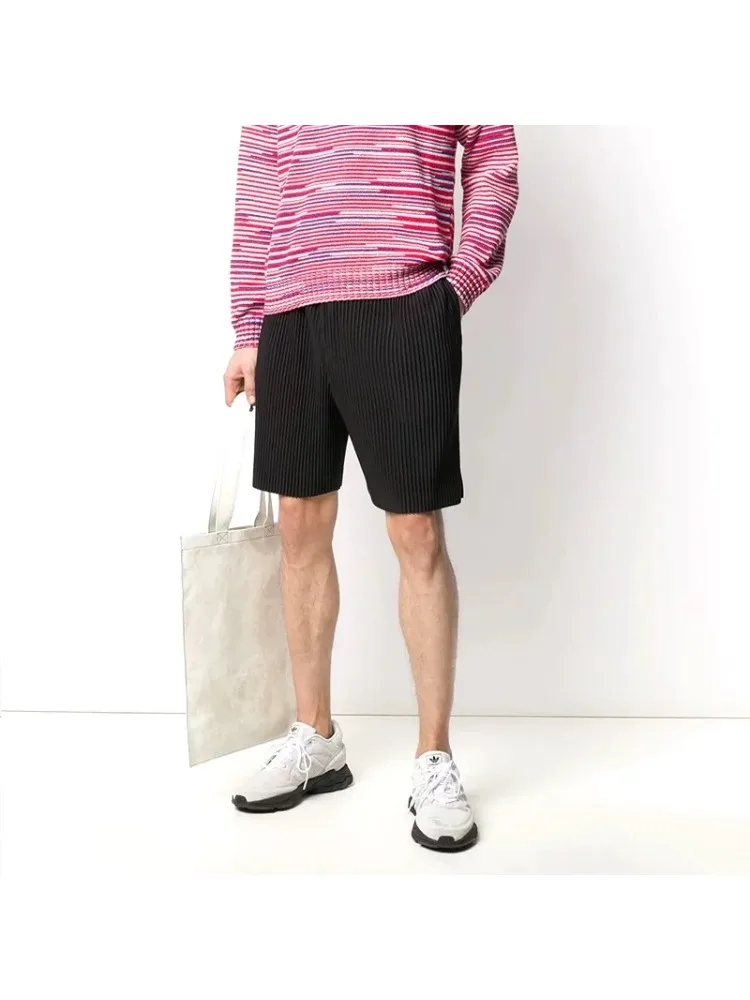 

Miyake летние мужские шорты модные повседневные брюки с пентаграммой и морщинами свободные и универсальные тонкие мужские брюки