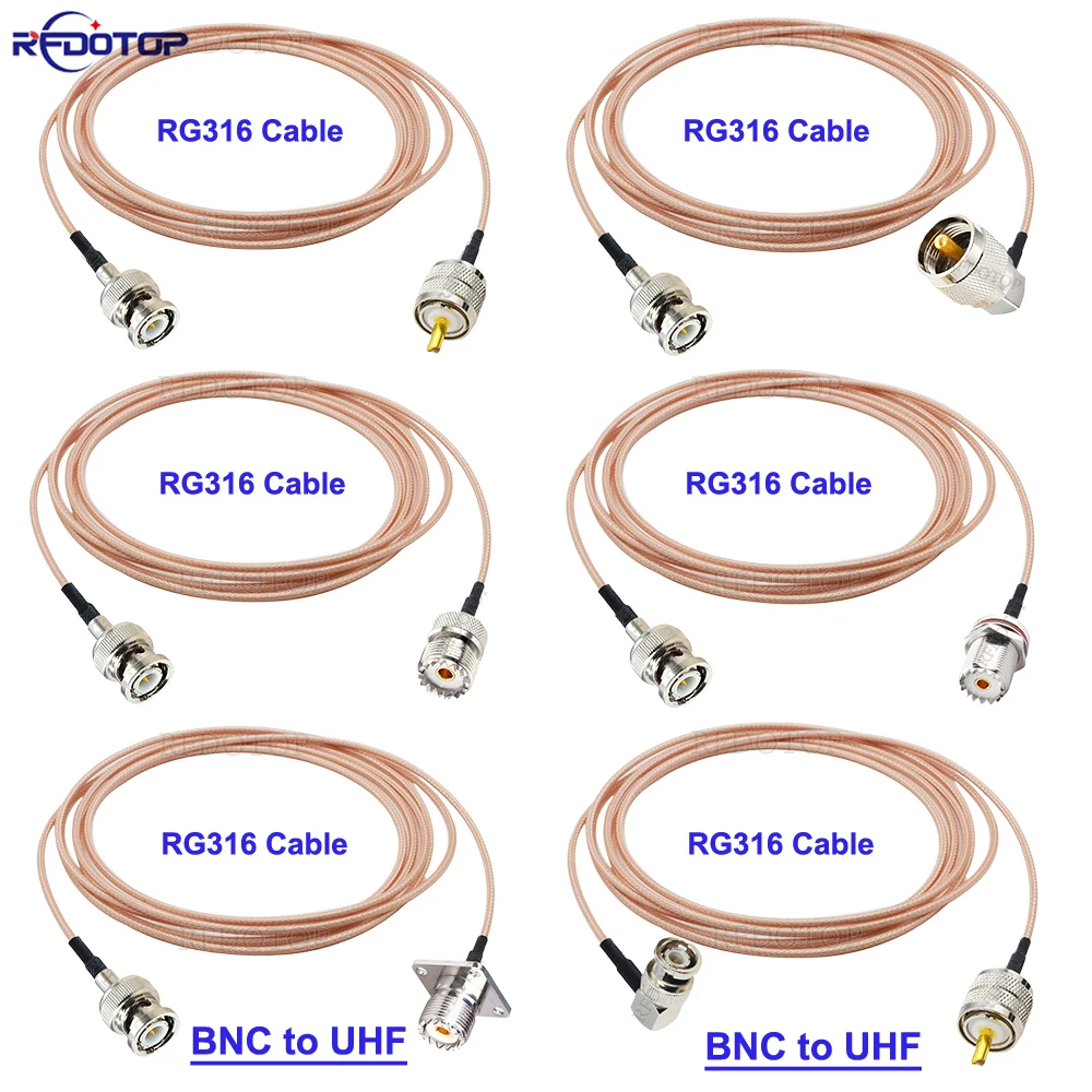 RG-316 BNC Male to UHF Male/Female Connector 50 Ohm RG316 RF Coaxial Cable Jumper Pigtai for CB Radio Ham Radio Scanner