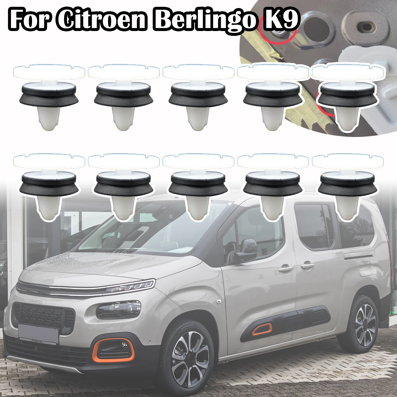 For Citroen Berlingo K9 Peugeot Partner Rifter Toyota ProAce City Door Panel Card Trim Clip Fastener Rivet Upholstery 2018 - on