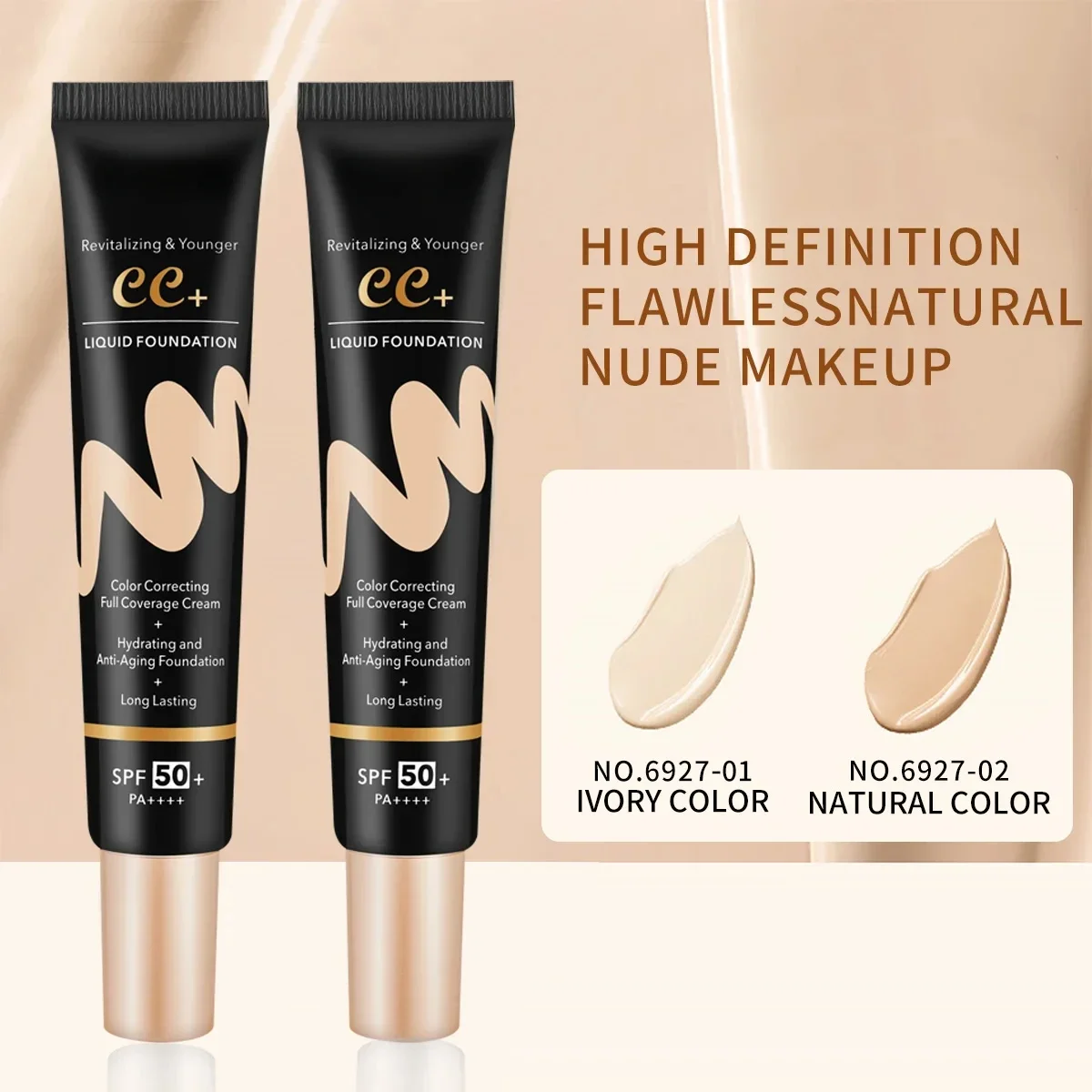 

30g BB/CC sunscreen Cream SPF 50/PA+++ Facial Liquid Foundation Cream Anti-Aging Long Lasting Full Coverage Cream Powder