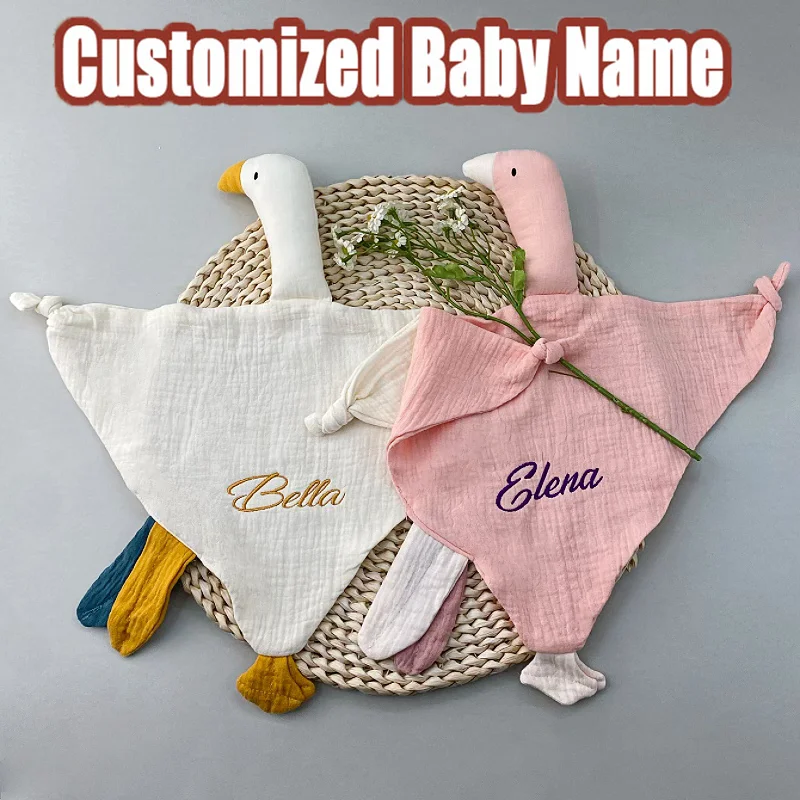

Personalized Baby Name Comforter Blanket Muslin Cotton Blanket with Name Infant Sleepping Doll for Newborn Shower Gifts