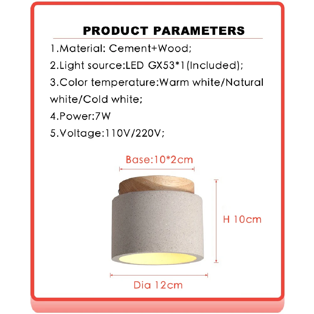 Wabi-sabi Cement Downlight Japan Beige Surface Led Down Light Yellow Cave Stone Ceiling Light for Home Corridor Decoration Lamp