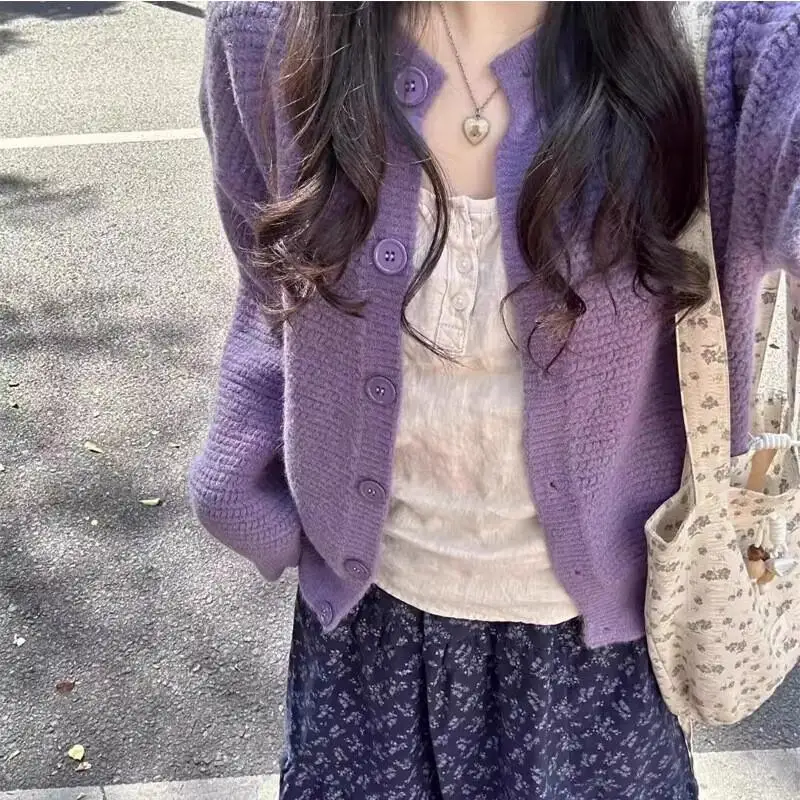 

Cardigan Sweater Coat korean popular women's clothes Knitwear Woman clothes winter 2025 Short Loose Thick cozy tops