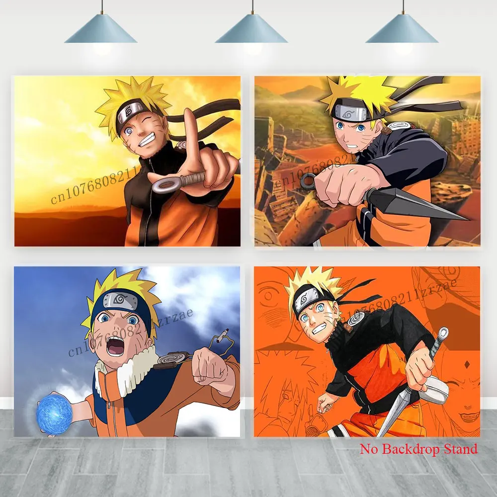 Uzumaki Naruto Backdrop Cover Child Boys Birthday Party Decorations Background Baby Shower Banner Poster Polyester Studio Props