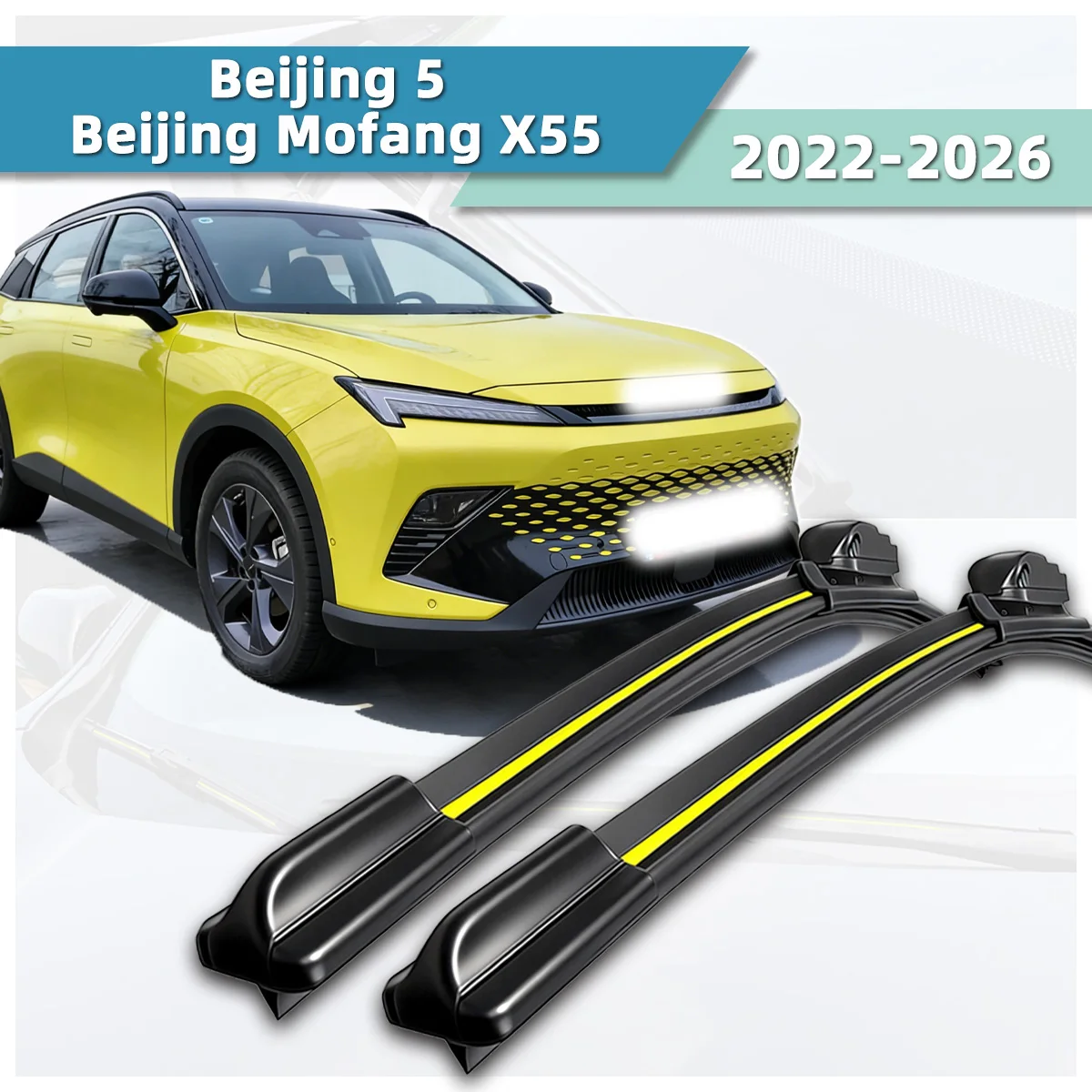 Escobilla Limpiaparabrisas Delantera Silenciosa Sin Hueso de Goma Natural para BAIC Beijing 5/Beijing Mofang X55 (2022-2026)