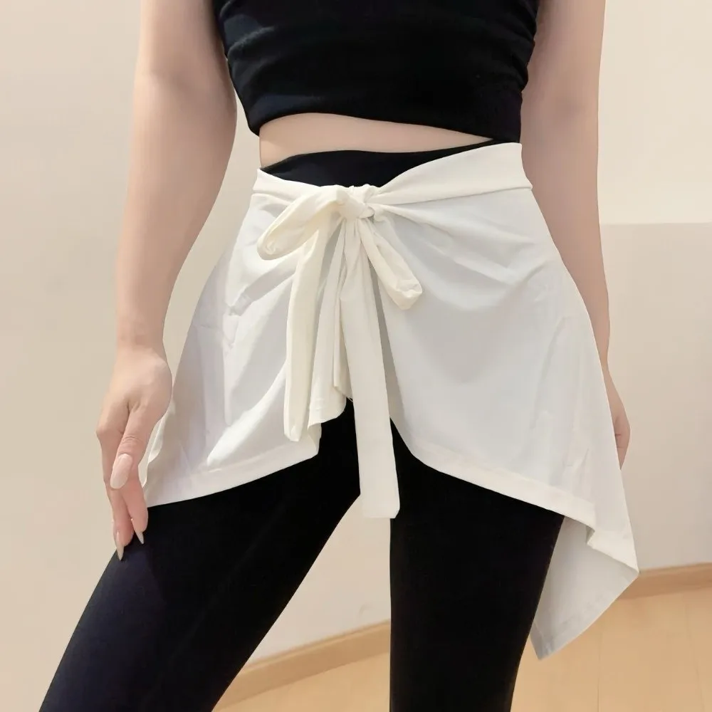 

Multifunctional Tie Up Yoga Skirt Solid Color Asymmetrical Design Ice Silk Tie Shawl Portable Anti-Exposure Running Butt Curtain