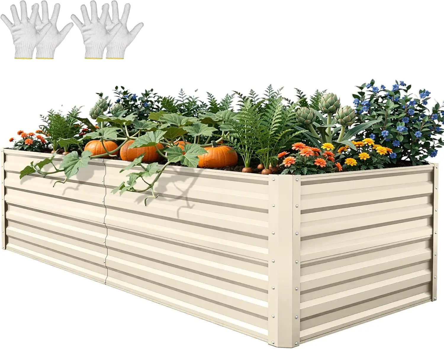 

YITAHOME 6x3x2ft Large Raised Garden Bed Kit, Galvanized Metal Planter Box with Gloves, Support Rod, Outdoor Above Groun