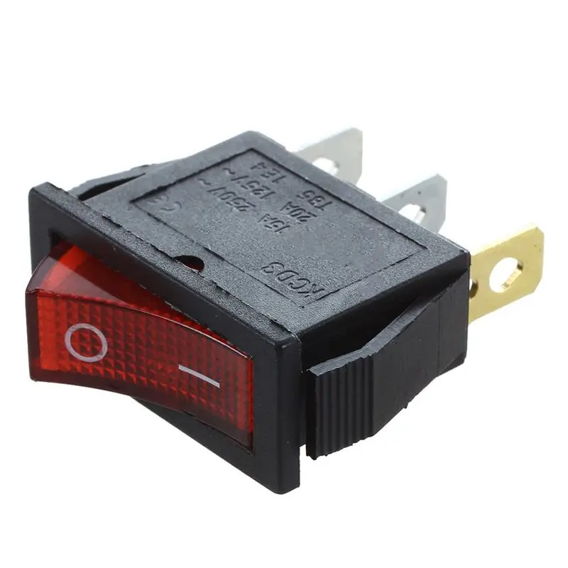 DT17 6X Red Rocker Switch ON/OFF 15A 250VAC 3 Terminals 28x10mm Bipolar Power Switch for Boat Car