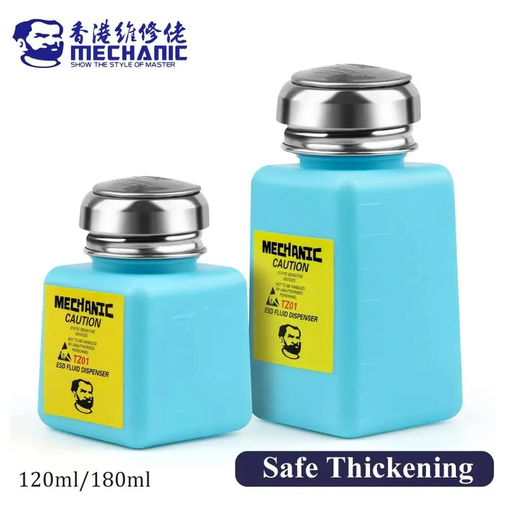MECHANIC TZ01 120-180ml Druckpumpflasche für Alkohol, ESD-Flüssigkeitsspender mit Metallverschluss für PCB-Motherboard-Reinigungswerkzeuge – Detail 1
