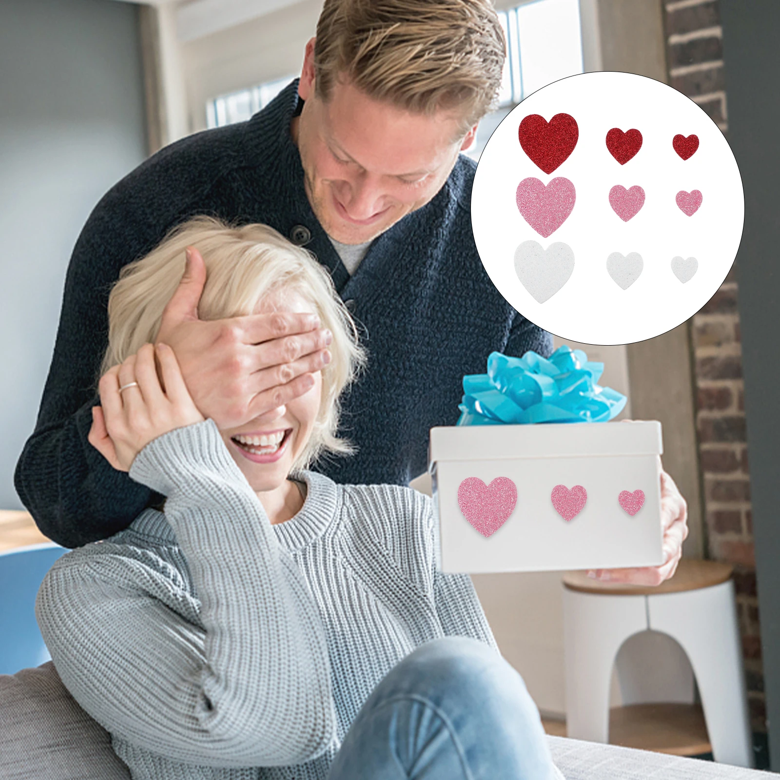 

300pcs Heart-Shaped Self-Adhesive Eva Stickers Valentine'S Day Decorative Crafts Home Diy Cup Glass Decoration Premium Heart