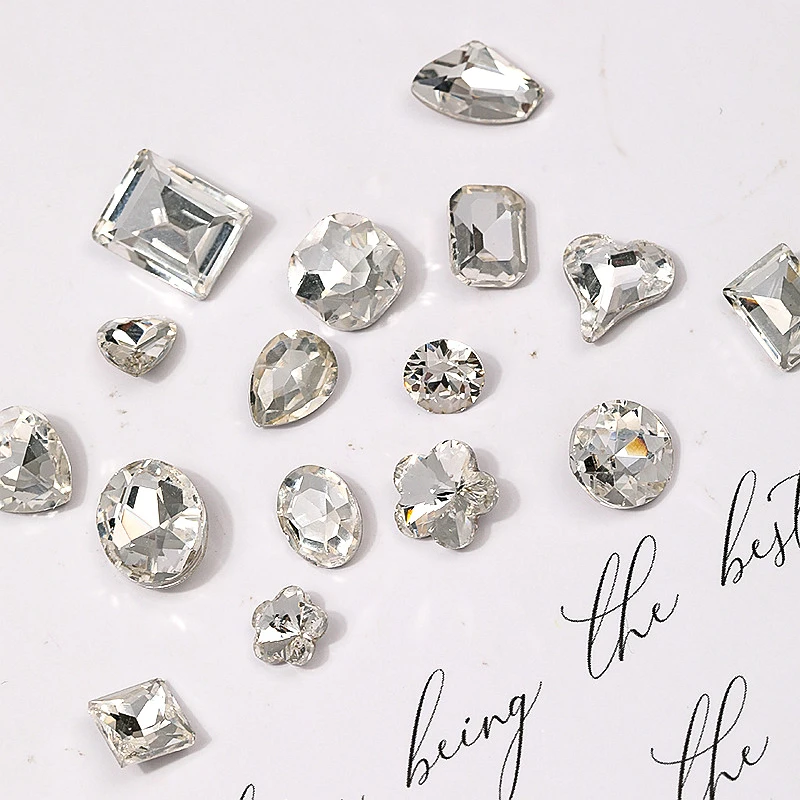 50PCS Gemischte Form Spitz Zurück 3D Kristall Nail art Strass Diamant Schmuck Zubehör Für Nägel Dekoration Maniküre Liefert