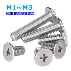CM M1 M1.2 M1.4 M1.6 M2 M2.5 M3  A2-70 304 Stainless Steel Cross Phillips Ultra Thin Super Low Flat Wafer Head Bolt Screw