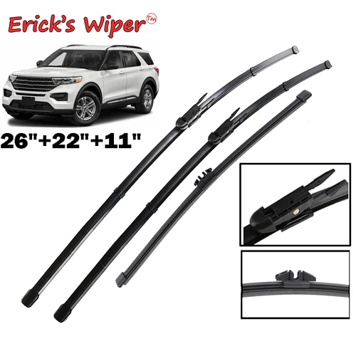 Limpiaparabrisas de Erick, juego de limpiaparabrisas delantero y trasero para Ford Explorer 6 U625 2020 - 2023, cepillo para ventana de parabrisas de 26 ""+ 22"" + 11""