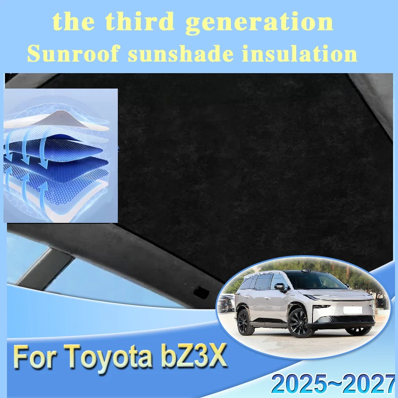Car Insulation Sunshade For Toyota bZ3X 2025 2026 2027 Electrostatic Adsorption Skylight Sunroof Visor Heat Shield Accessories