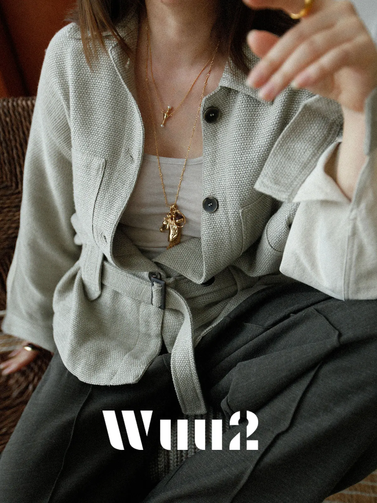 

Wuu2 Julius Heavy Industry Linen Double-Sided Patchwork Shirt Jacket Women's High-End Feel Loose Fit Long Sleeve Button up