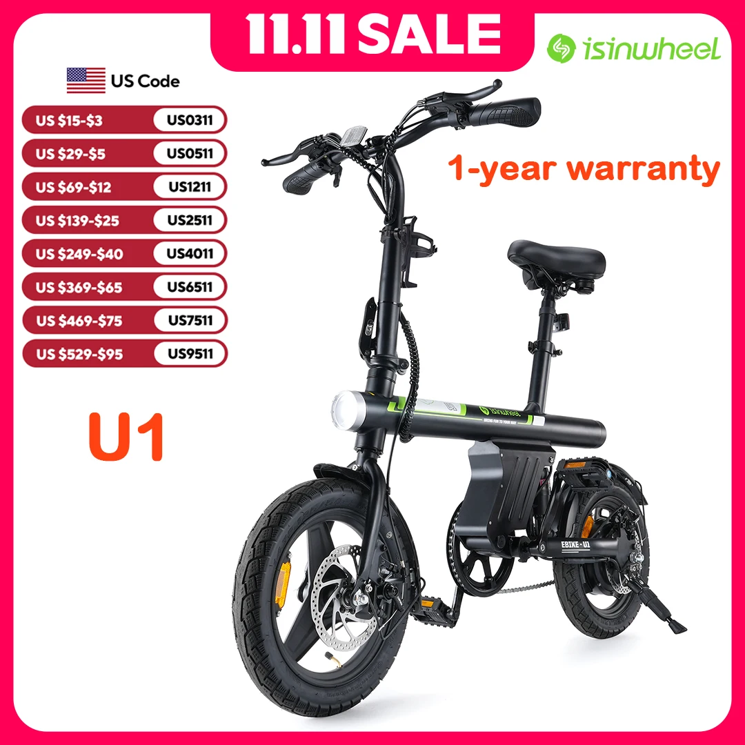 Olenwheel U1 دراجة كهربائية للبالغين محرك 500 وات 20 ميل في الساعة 36 فولت 7.8 أمبير دراجة كهربائية قابلة للطي 280.8 وات في الساعة 14 بوصة دراجات E صغيرة للبالغين والمراهقين #1