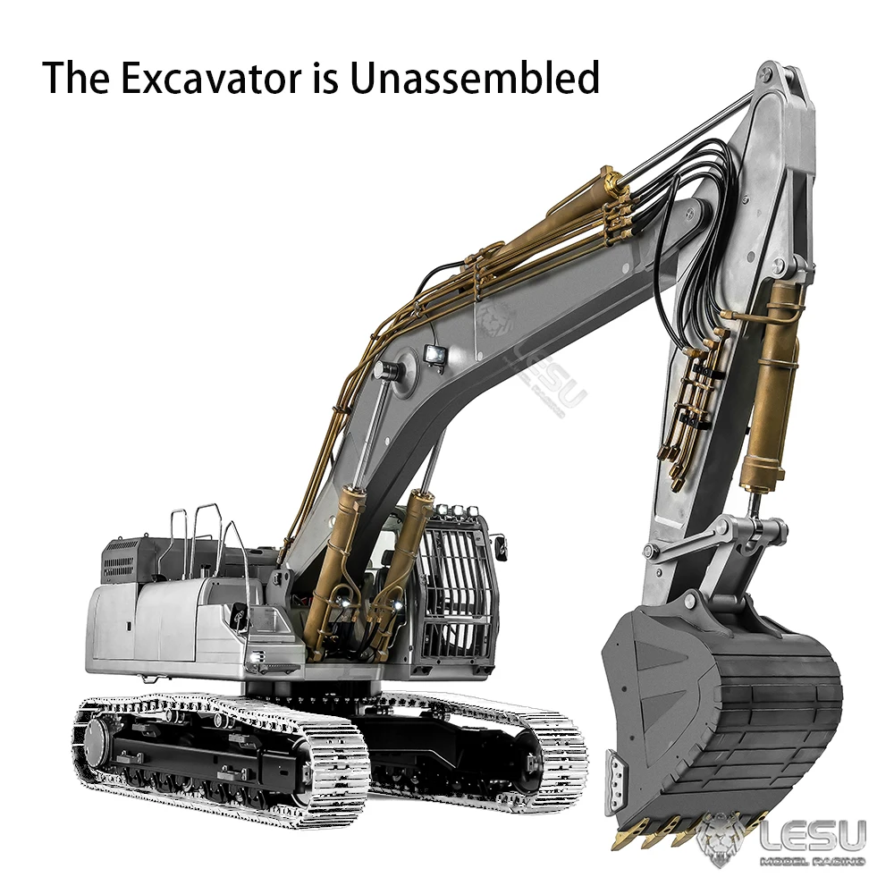 Neue lesu sk500l rc hydraulik bagger metall fernbedienung erd bagger lkw modell kits esc servo motor lichter fahrzeug