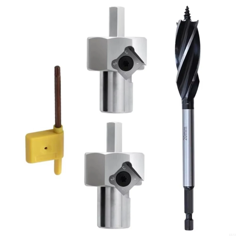 ABGG-Strumento per modellare la lavorazione del legno Benche Foro per cani Smusso Alesatore 20Mm + 19Mm Gambo in lega di alluminio Trapano elettrico Trimmer