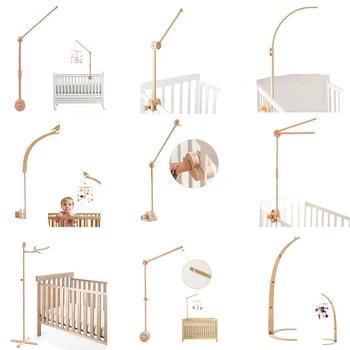 طفل دمية شخشيخة السرير جرس قوس خشبي المحمول 0-12 شهرا الوليد الكروشيه السرير جرس معلقة اللعب حامل قوس سرير الرضع هدية