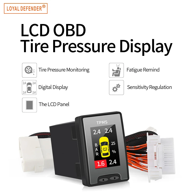 For Toyota Hilux 2020-2023 OBD TPMS tire pressure monitoring system real-time intelligent  OBD sensor free security alarm